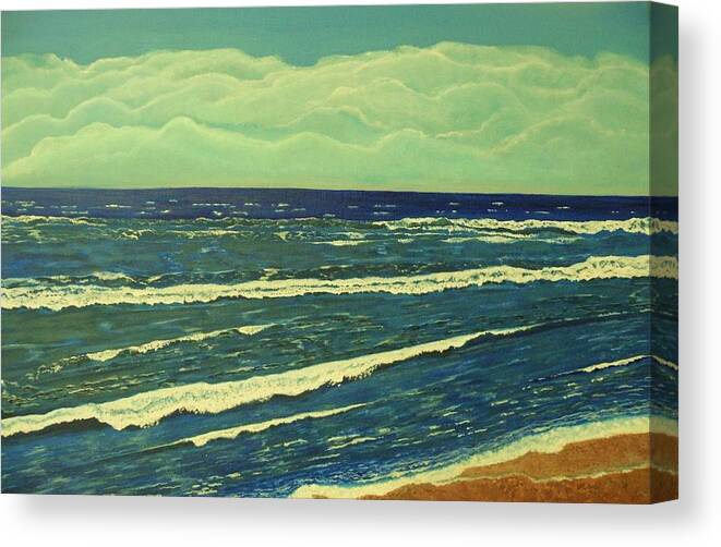 Ocean Canvas Print featuring the painting Coastal View by Victoria Rhodehouse