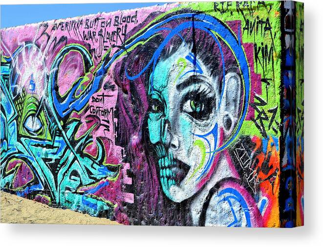 Graffiti Canvas Print featuring the photograph Colors of Graffiti by Fraida Gutovich