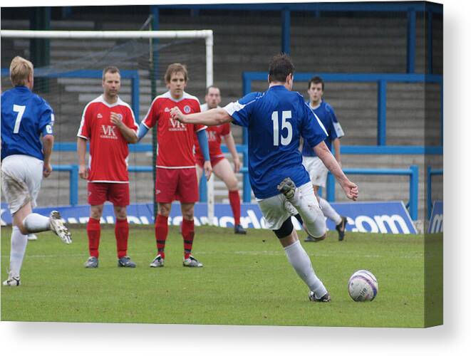 Soccer Canvas Print featuring the photograph Coming Your Way by David Birchall