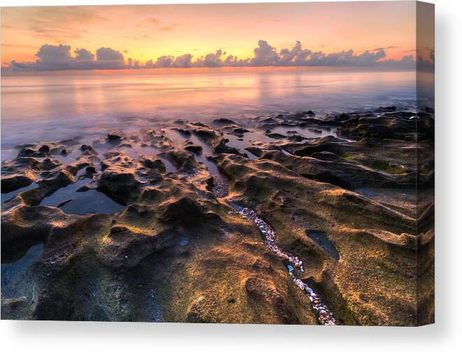 Blowing Rocks Canvas Print featuring the photograph Coral Beach by Debra and Dave Vanderlaan