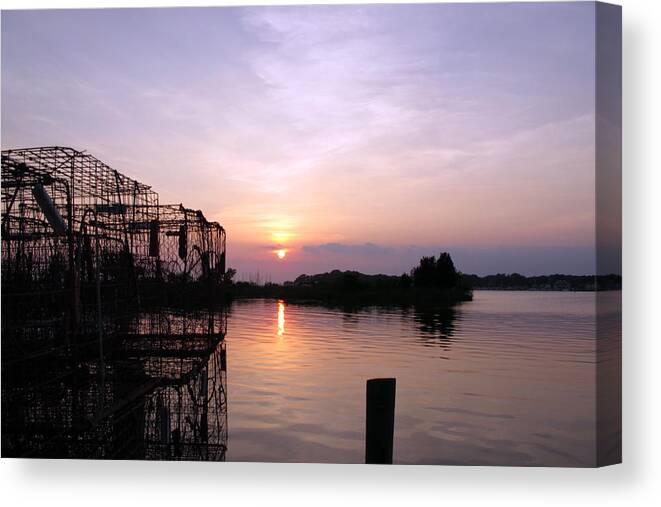 Maryland Canvas Print featuring the photograph Crab Traps - Rock Hall Harbor by Loretta Luglio