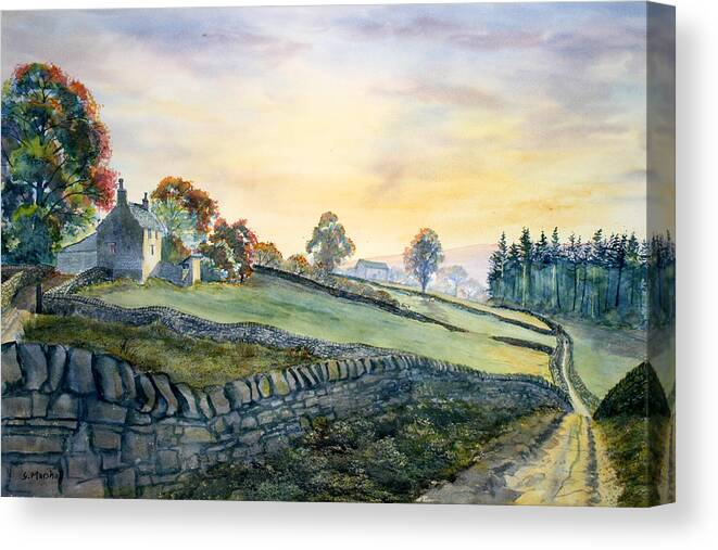 Dawn Breaking - Alston Canvas Print featuring the painting Dawn Breaking in Alston by Glenn Marshall