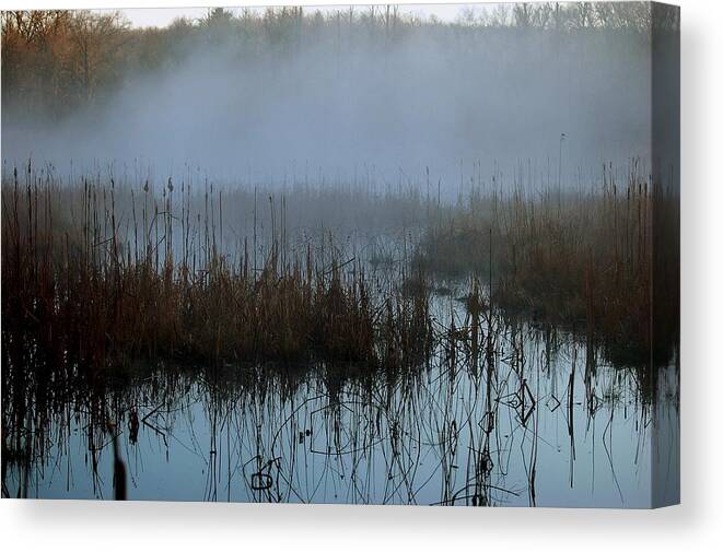 Dawn Canvas Print featuring the digital art Daybreak Marsh by Fred Zilch