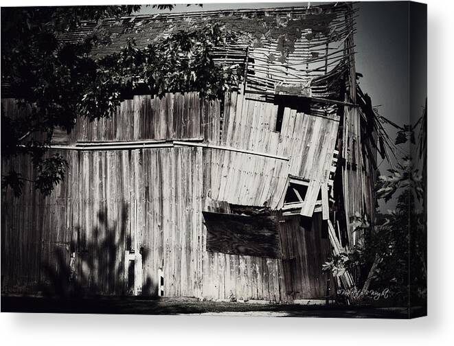 Nature Canvas Print featuring the photograph Days Gone By bw by Paulette B Wright