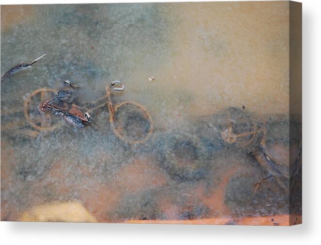 Debris Canvas Print featuring the photograph Debris in Canal Bed by Mary McAvoy