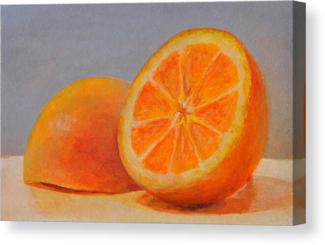 Acrylic Painting Canvas Print featuring the tapestry - textile Demi Oranges by Muriel Dolemieux