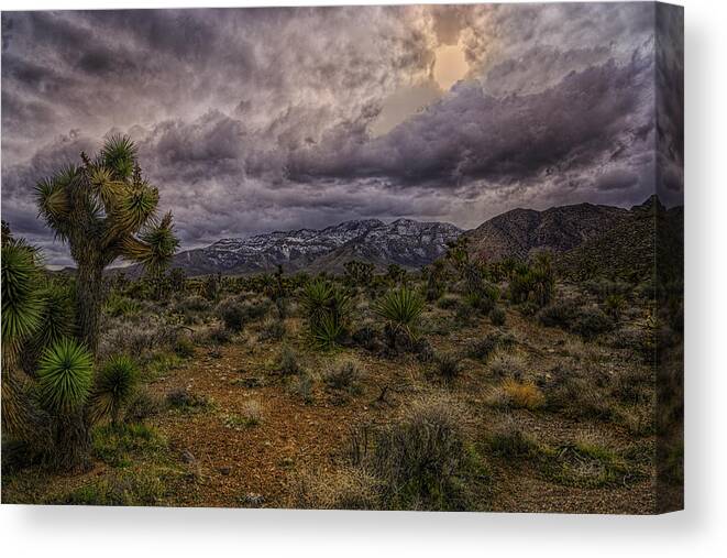 Hdr Canvas Print featuring the photograph Desert Sunset by Stephen Campbell