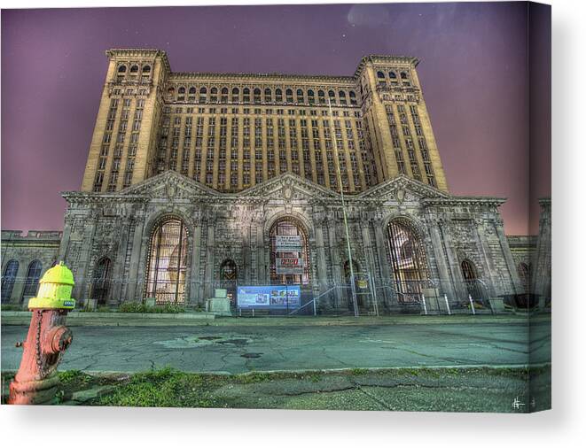 Abandoned Canvas Print featuring the photograph Detroit's Michigan Central Station - Michigan Central Depot by Nicholas Grunas