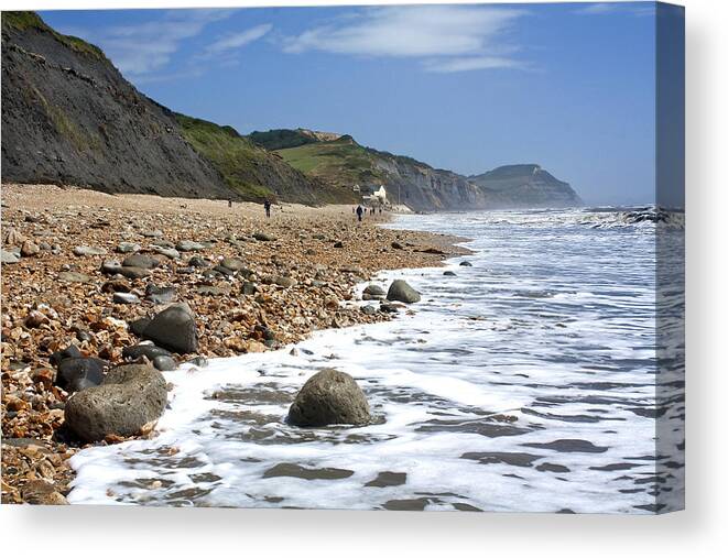 Seascape Canvas Print featuring the photograph Charmouth Coast by Shirley Mitchell