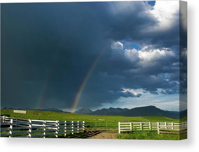 Americas Canvas Print featuring the photograph Double Rainbow by Roderick Bley