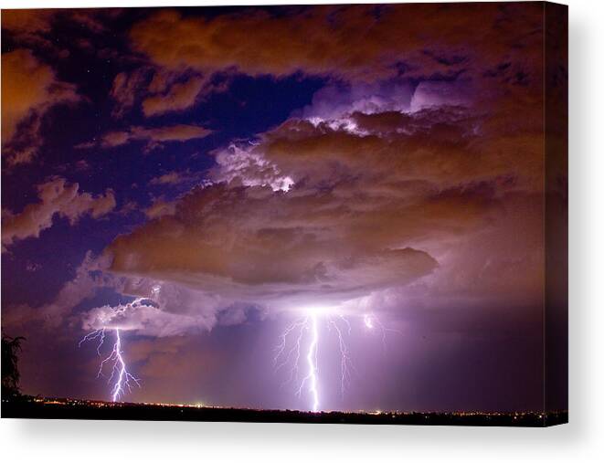 James Insogna Canvas Print featuring the photograph Double Trouble Lightning Strikes by James BO Insogna