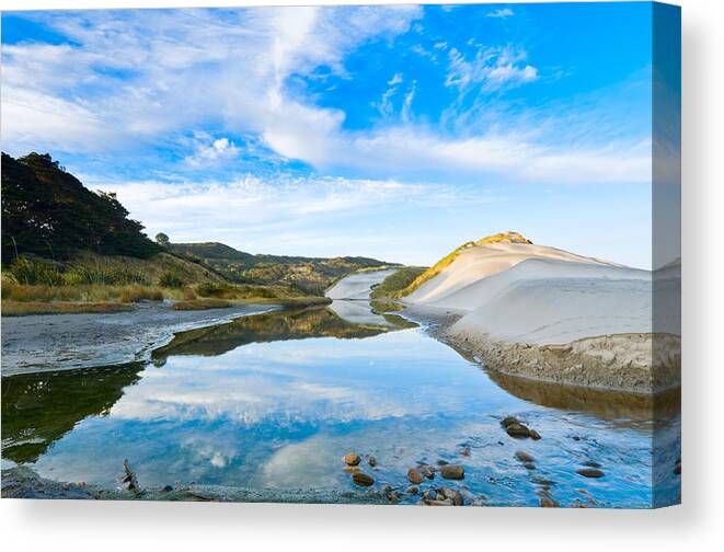 Abandoned Canvas Print featuring the photograph Dunes at the beach side during morning by U Schade