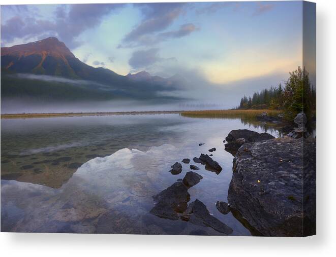 Attracted Canvas Print featuring the photograph Early Morning On The Sunwapta River by Dan Jurak