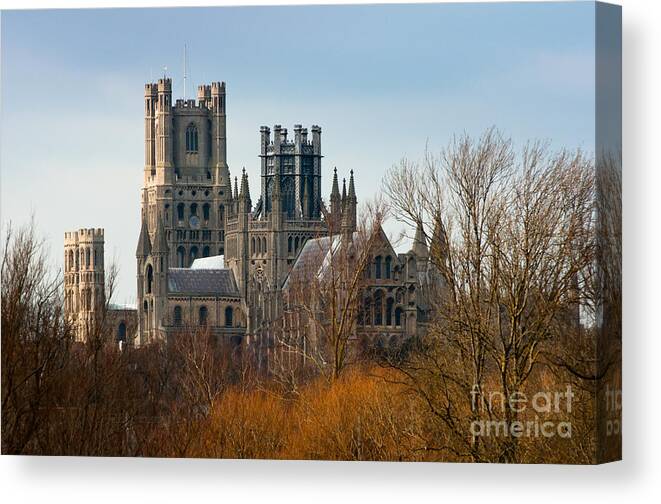 Anglia Canvas Print featuring the photograph Ely Cathedral Scenic by Andrew Michael