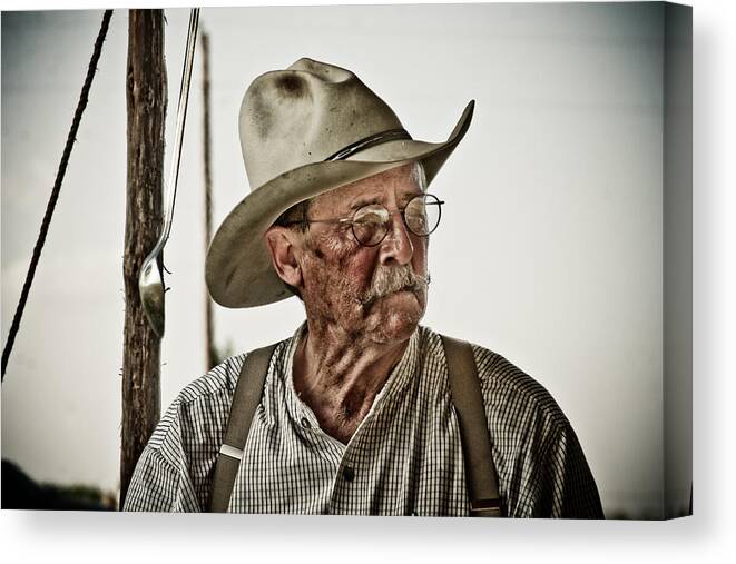 Cowboy Photograph Canvas Print featuring the photograph End of a long day on the Chisholm Trail by Toni Hopper