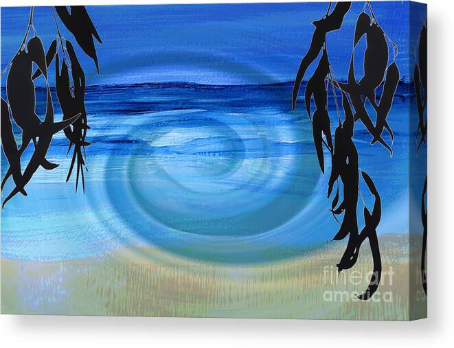 Water Canvas Print featuring the digital art Eucalyptus Ocean View by Shelley Myers