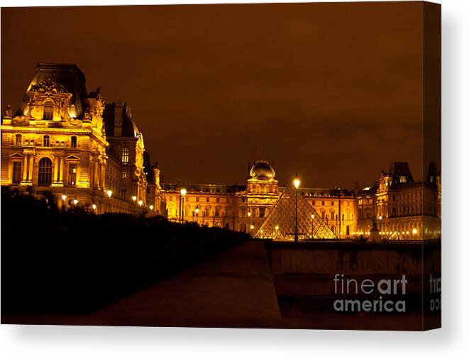 Museum Canvas Print featuring the photograph Evening at the Louvre by Bob and Nancy Kendrick