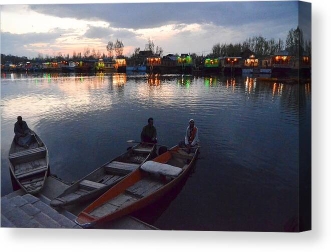 Dal Canvas Print featuring the photograph Evening on Dal Lake by Fotosas Photography