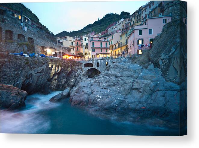 Manarola Canvas Print featuring the photograph Evening on the Coast by Mike Reid