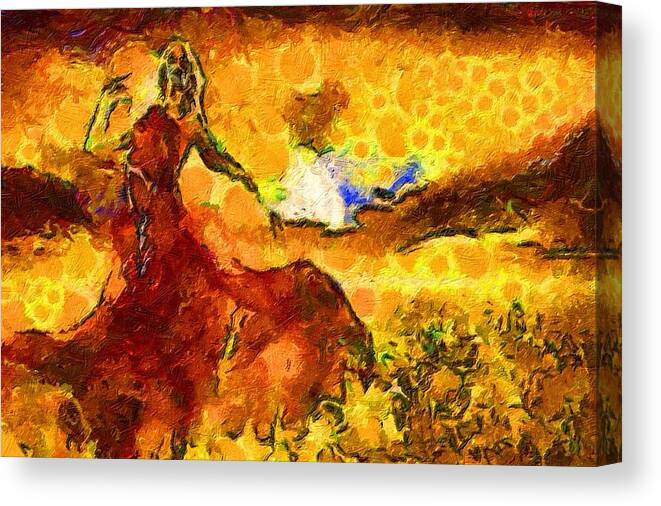 Impressionist Fashion Painting Canvas Print featuring the painting Fasahion 366 by Jacques Silberstein
