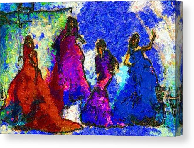 Impressionist Fashion Painting Canvas Print featuring the painting Fashion 320 by Jacques Silberstein