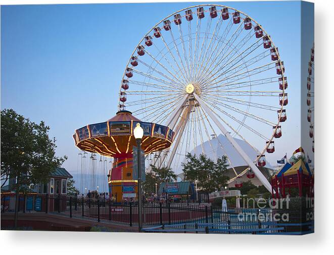 Navy Pier Canvas Print featuring the photograph Ferris Wheel by Dejan Jovanovic