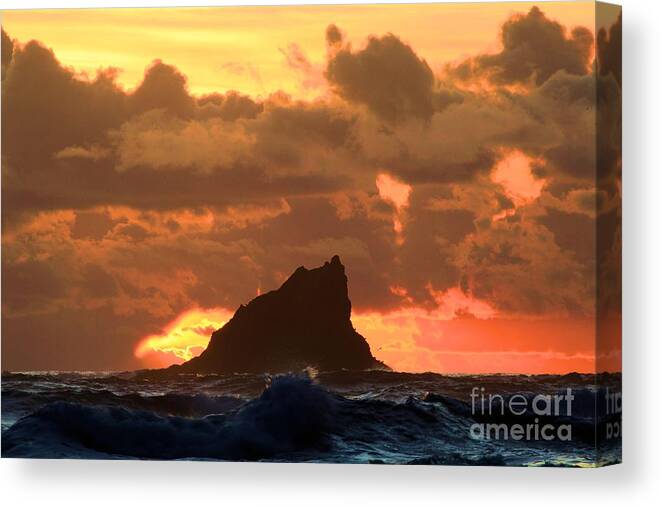 Olympic National Park Second Beach Canvas Print featuring the photograph Fiery Peak by Adam Jewell