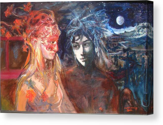 Expressionist Canvas Print featuring the painting Fire And Ice by Scott Cumming