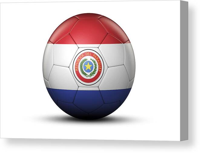 Horizontal Canvas Print featuring the photograph Flag Of Paraguay On Soccer Ball by Bjorn Holland