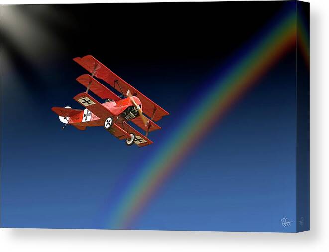 Endre Canvas Print featuring the photograph Fokker With Rainbow by Endre Balogh