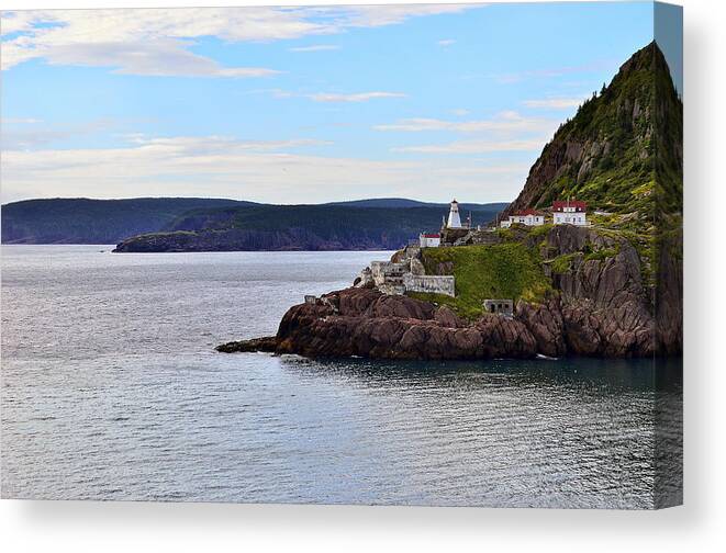 Lighthouse Ocean Sea fort Amherst Newfoundland st. Johns Canada Canvas Print featuring the photograph Fort Amherst by Steve Hurt