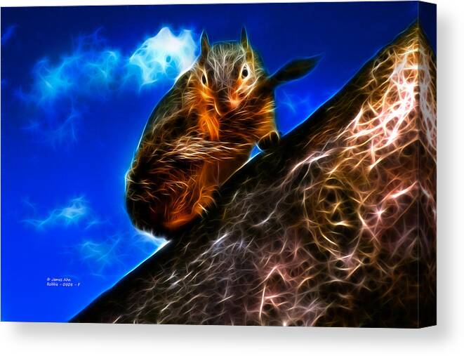 Digital Art Canvas Print featuring the digital art Fractal - How Do You Like My Mustache - Robbie The Squirrel by James Ahn