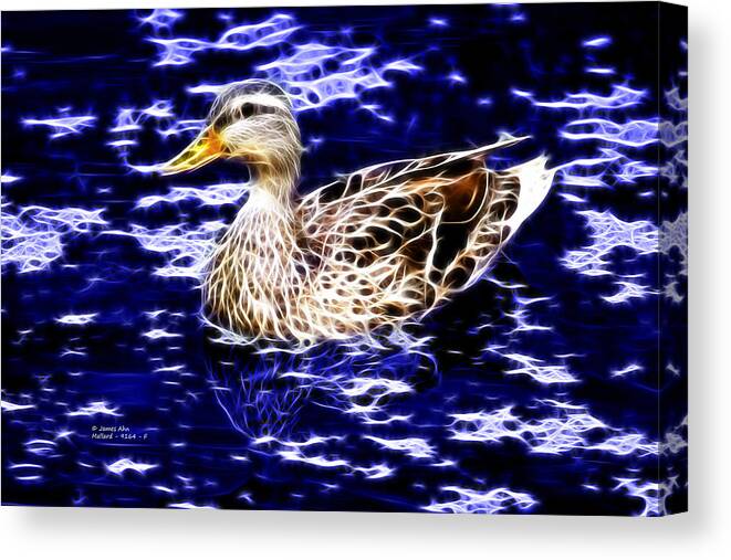 Digital Art Canvas Print featuring the digital art Fractal - Mallard In Pond- 9164 by James Ahn