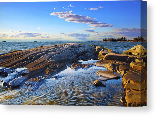 Abstract Canvas Print featuring the photograph Franklin Shoreline by John Bartosik