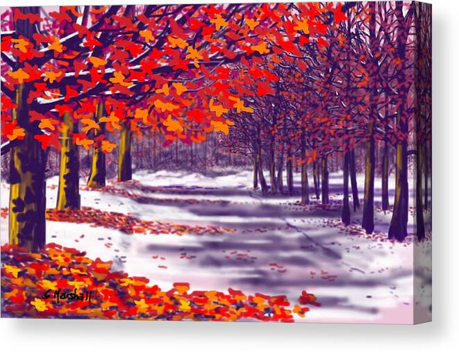 Landscape Canvas Print featuring the painting Glory of Autumn by Glenn Marshall