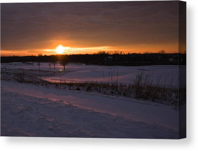 Usa Canvas Print featuring the photograph Golden Orange Winter sunset over the GOLF by LeeAnn McLaneGoetz McLaneGoetzStudioLLCcom
