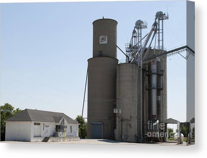Grain Bin Canvas Print featuring the photograph Grain processing facility in Shirley Illinois 3 by Alan Look