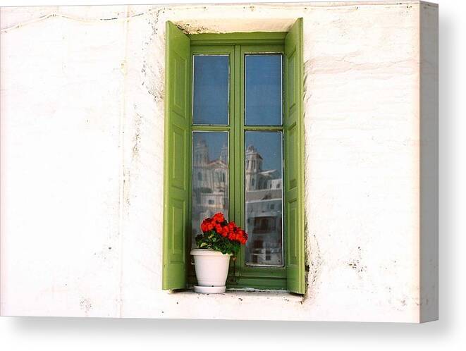 Greek Window Canvas Print featuring the photograph Greek Window by Claude Taylor