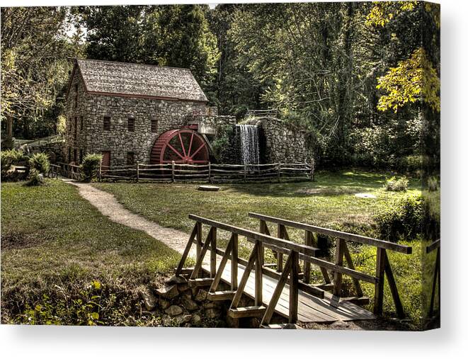 Grist Mill Canvas Print featuring the photograph Grist Mill Sudbury Massachusetts by Mark Valentine