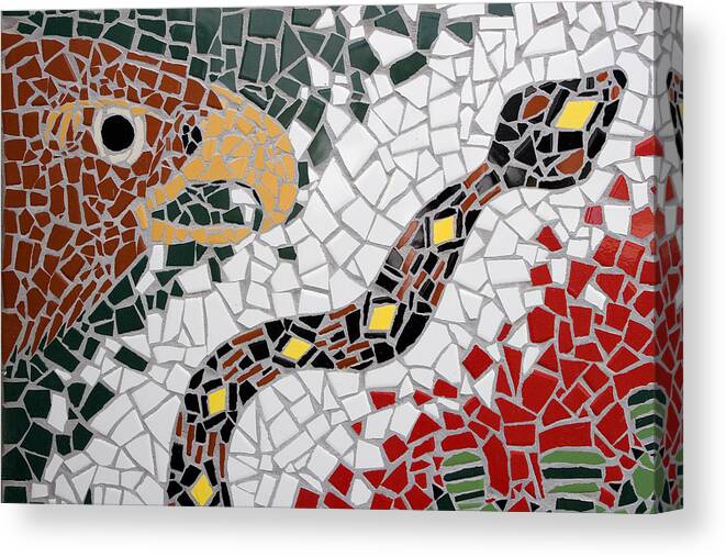Red Canvas Print featuring the photograph Hawk and Snake Mosaic by Carol Leigh