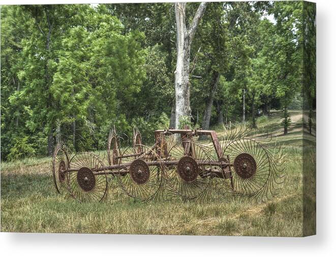 Hayrake Canvas Print featuring the photograph Hayrake Put Out to Pasture by Douglas Barnett