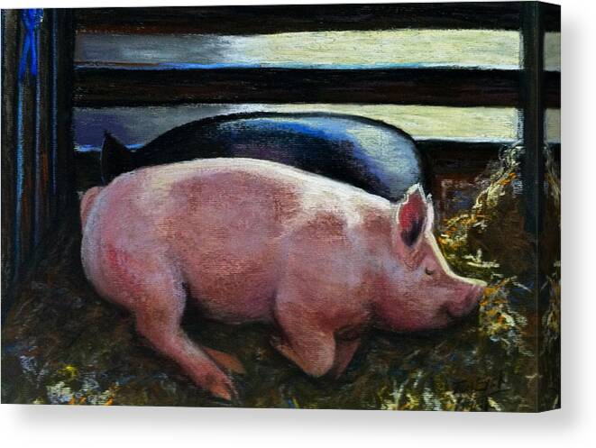 Hog Canvas Print featuring the painting Hog Heaven by Gretchen Ten Eyck Hunt