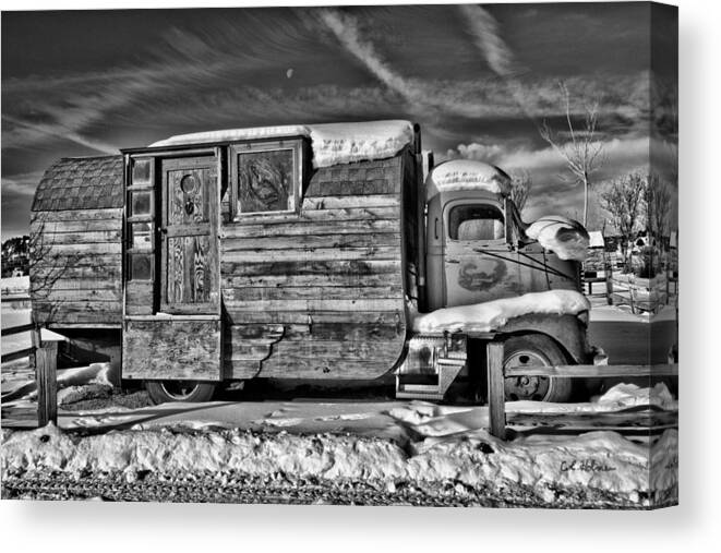 Mobile Canvas Print featuring the photograph Home On Wheels - BW by Christopher Holmes