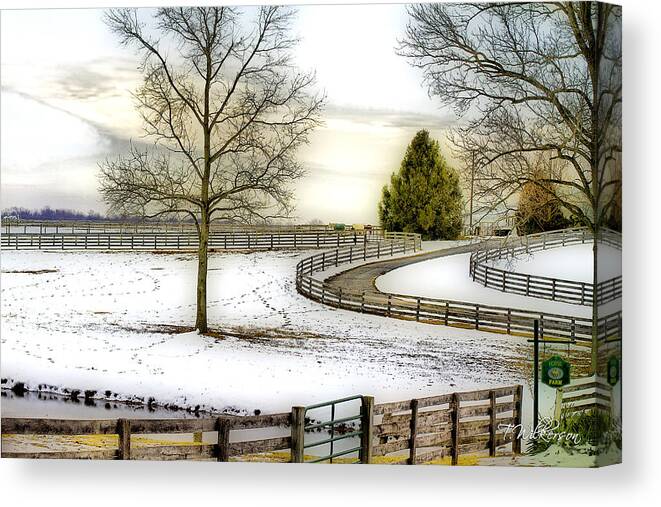 Trailing Canvas Print featuring the photograph Horse Farm in Winter by Trudy Wilkerson