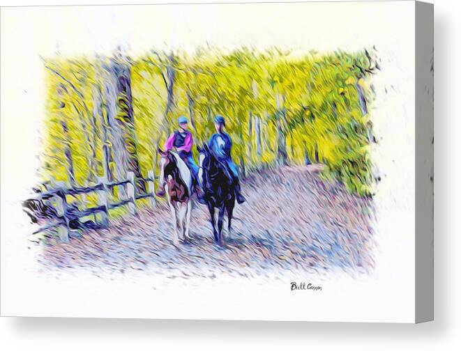 Horseback Riding Canvas Print featuring the photograph Horseback Riding by Bill Cannon