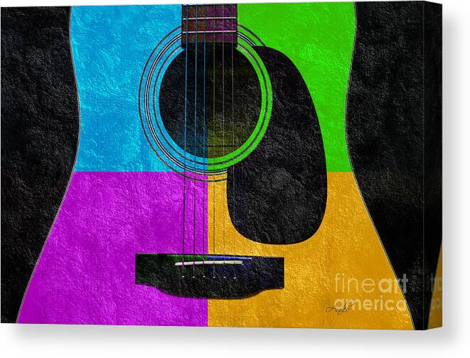 Hour Glass Guitar Canvas Print featuring the photograph Hour Glass Guitar 4 Colors 3 by Andee Design