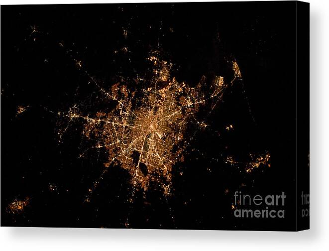 Aerial View Canvas Print featuring the photograph Houston, Texas At Night by NASA/Science Source