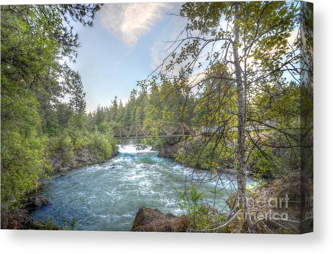 White Salmon River Canvas Print featuring the photograph Husum Falls at Dusk by Kevin Felts