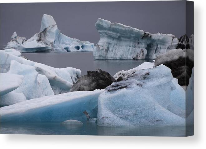 Blue Canvas Print featuring the photograph Icebergs by Arnar B Gudjonsson