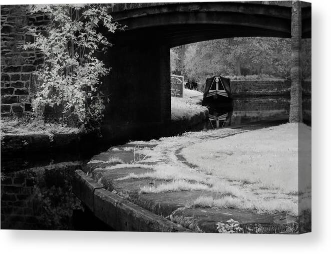  Bridge Canvas Print featuring the photograph Infrared at Llangollen Canal by B Cash